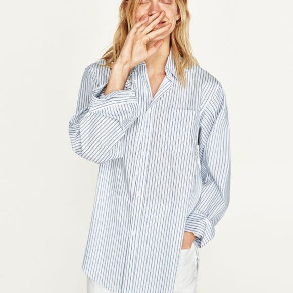 Light blue and white striped shirt womens Clearance